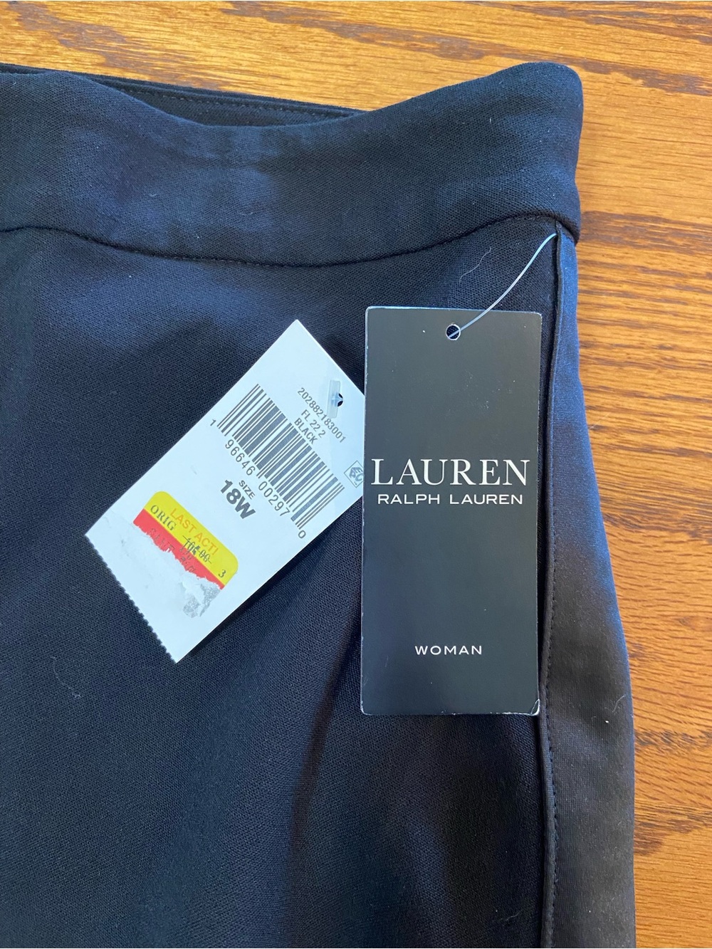 NWT Black Label Lauren Ralph Lauren Black Satin Stripe Pants Size 18W. - Picture 5 of 8